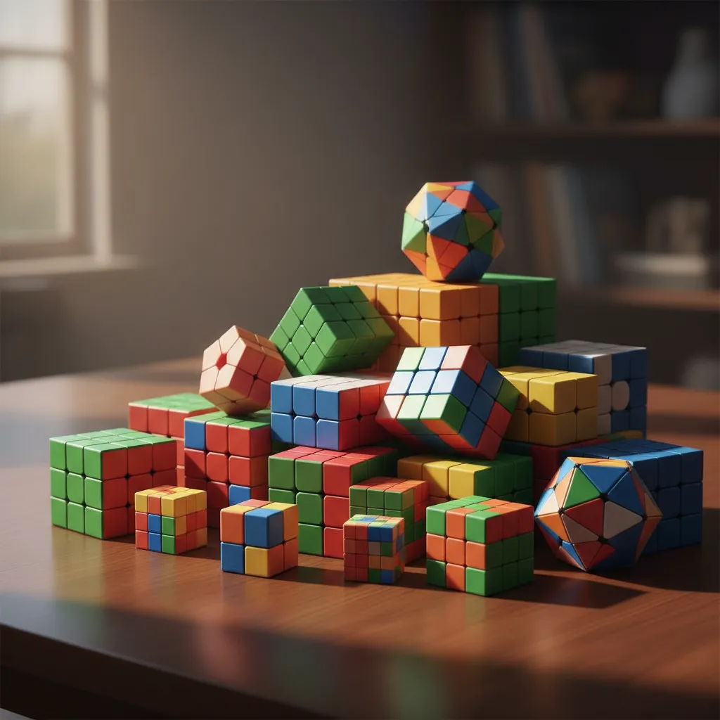 Bộ sưu tập hình ảnh rubik nhiều kích cỡ xếp cạnh nhau
