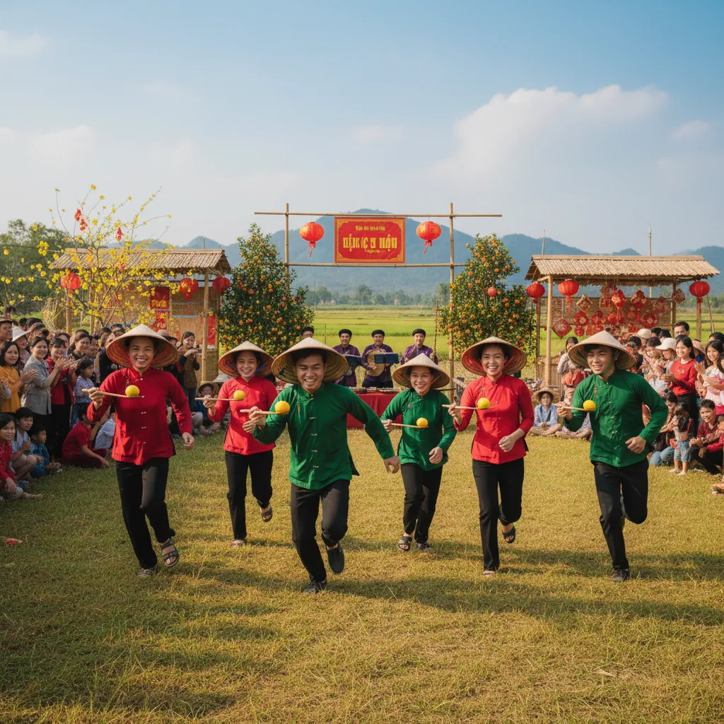 Hình ảnh trò chơi chuyền chanh bằng muỗng tập thể