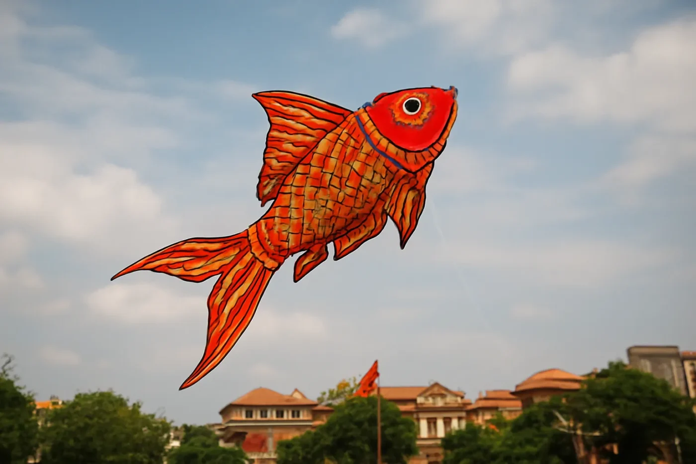 Chiếc diều truyền thống hình con cá bay trên trời